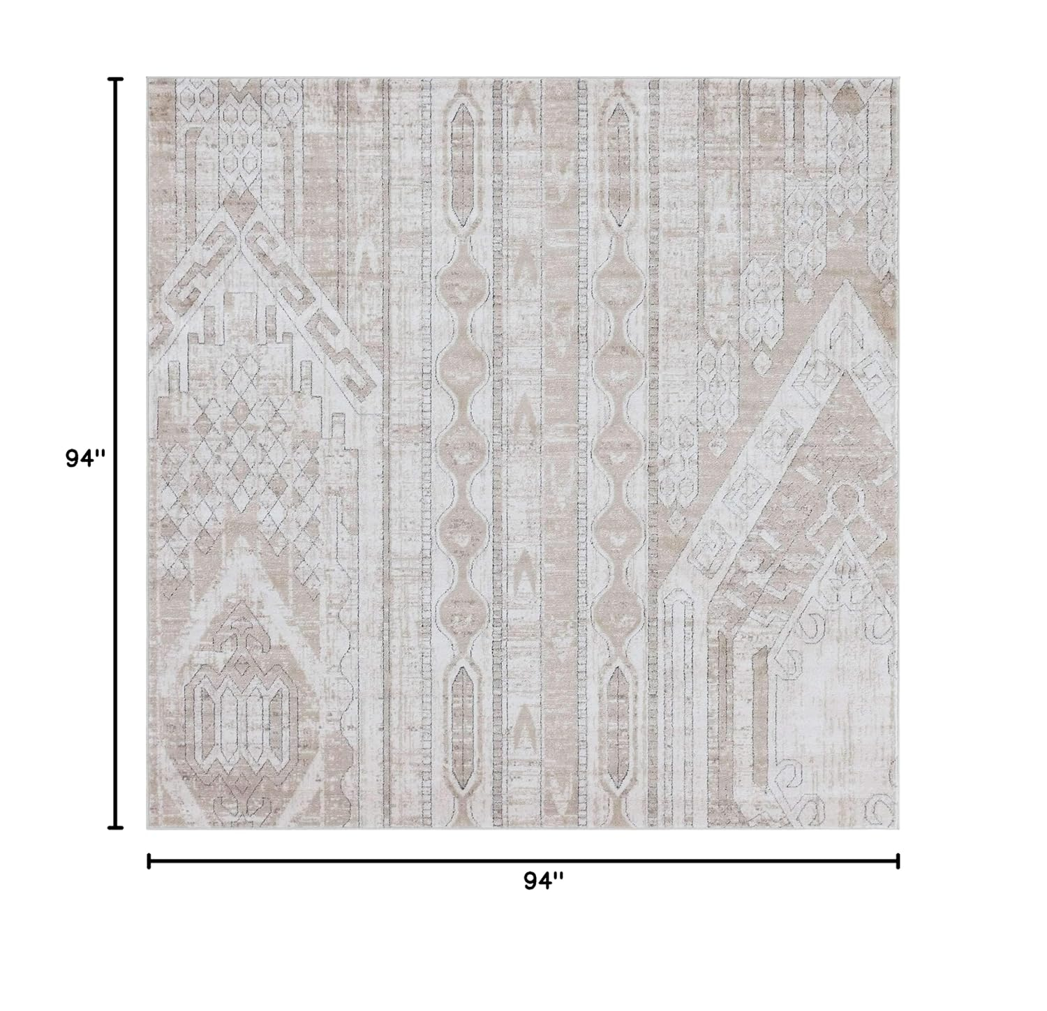 Unique Loom Portland Collection Southwestern Inspired Striped Tone-on-Tone Area Rug (8' 0 x 8' 0 Square, Tan/ Ivory)