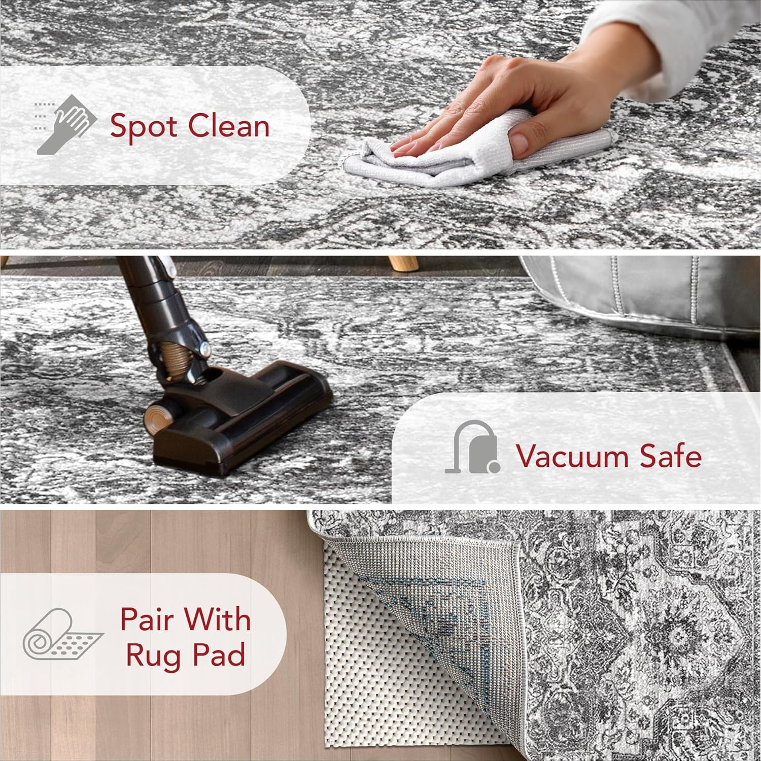 nuLOOM Maryanne Medallion Runner Rug, 2' 6" x 6', Gray