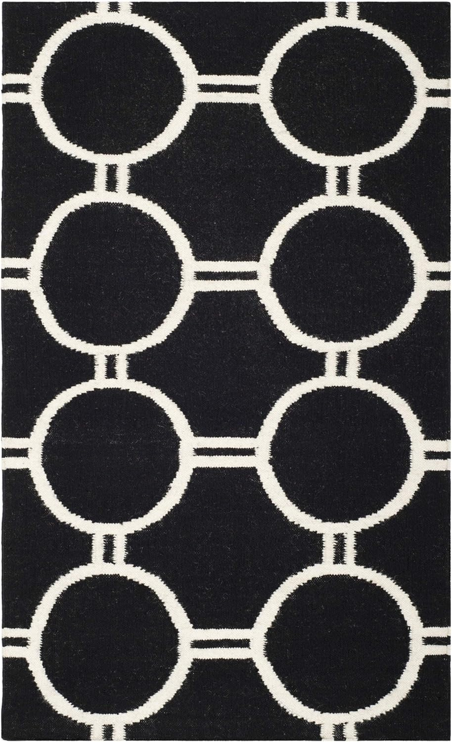 Dhurries DHU636 Hand Woven Area Rug - Black/Ivory - 3'x5' - Safavieh.