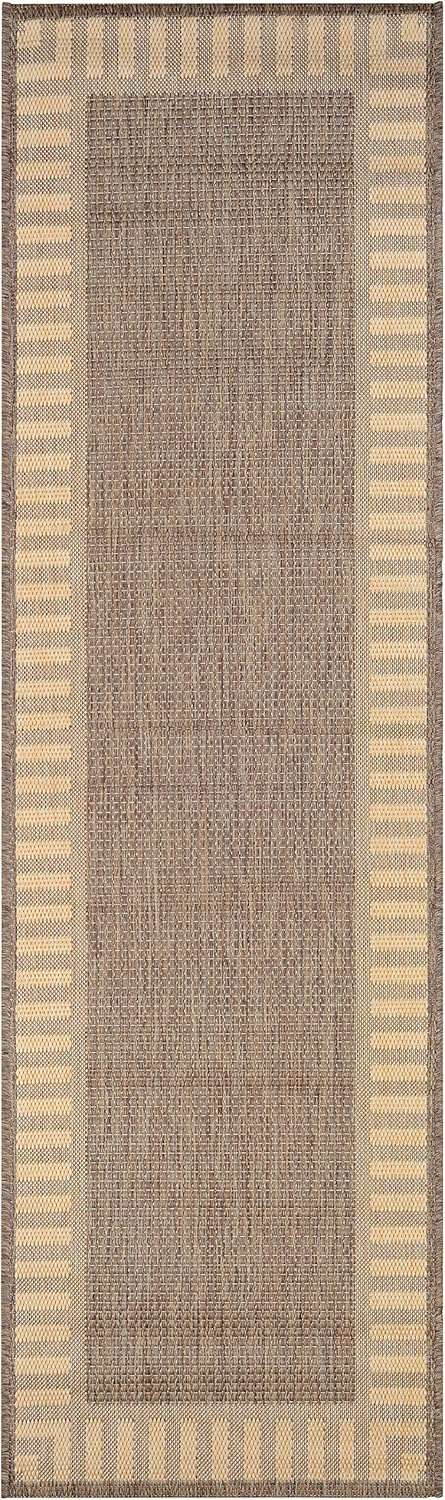 Couristan 2.25' x 7.75' Cocoa Brown Bordered Rectangular Polypropylene Area Runner Rug