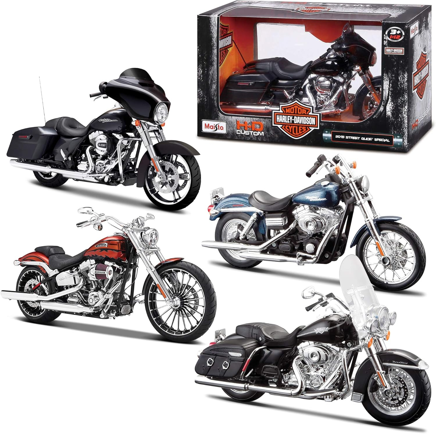 Maisto 1:12 Scale Harley-Davidson Diecast Model Motorcycles Assorted Colors