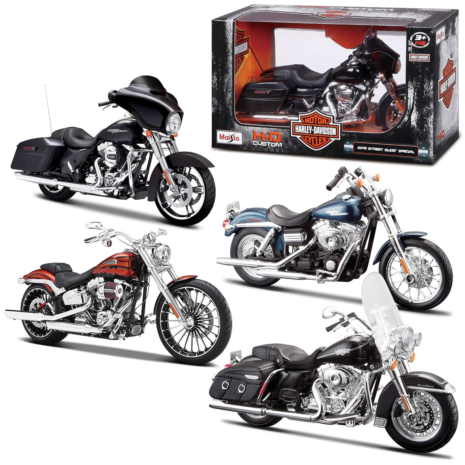 Maisto 1:12 Scale Harley-Davidson Diecast Model Motorcycles Assorted Colors
