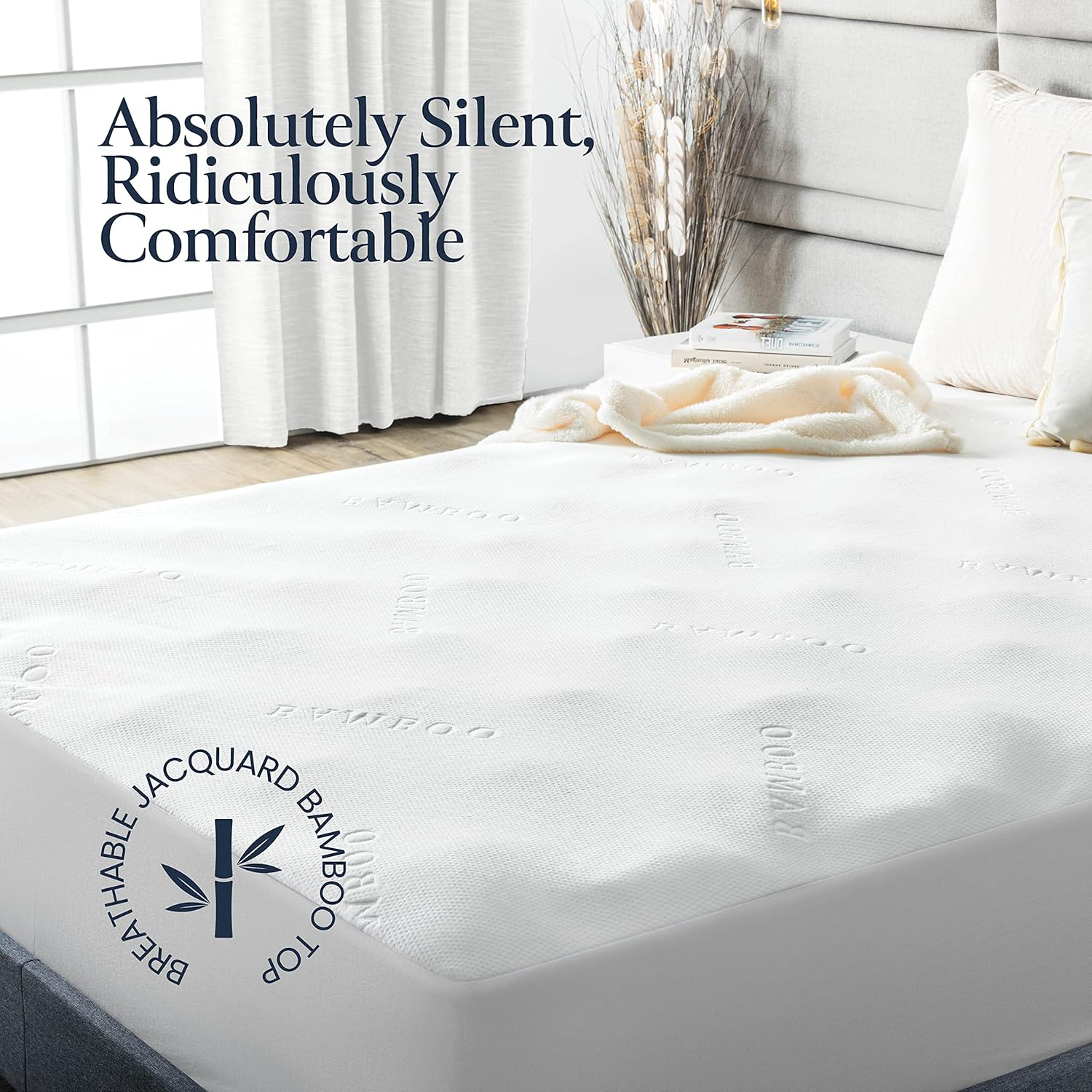 BELADOR Waterproof Mattress Protector Twin XL - 3D Air Fabric Bamboo Mattress Protector Breathable Mattress Cover, Noisless Crinkle Free, Vinyl Free, Hypoelergenic Bed Cover SnugFit 16" Deep Pockets