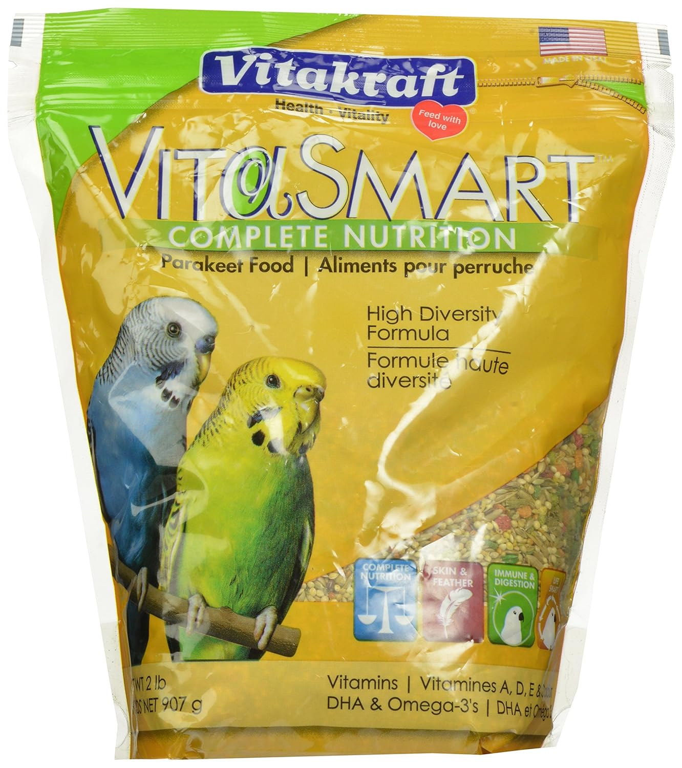Vitakraft Vita Smart Gourmet Parakeet Food - Vitamin-Fortified - Daily Pet Bird Food