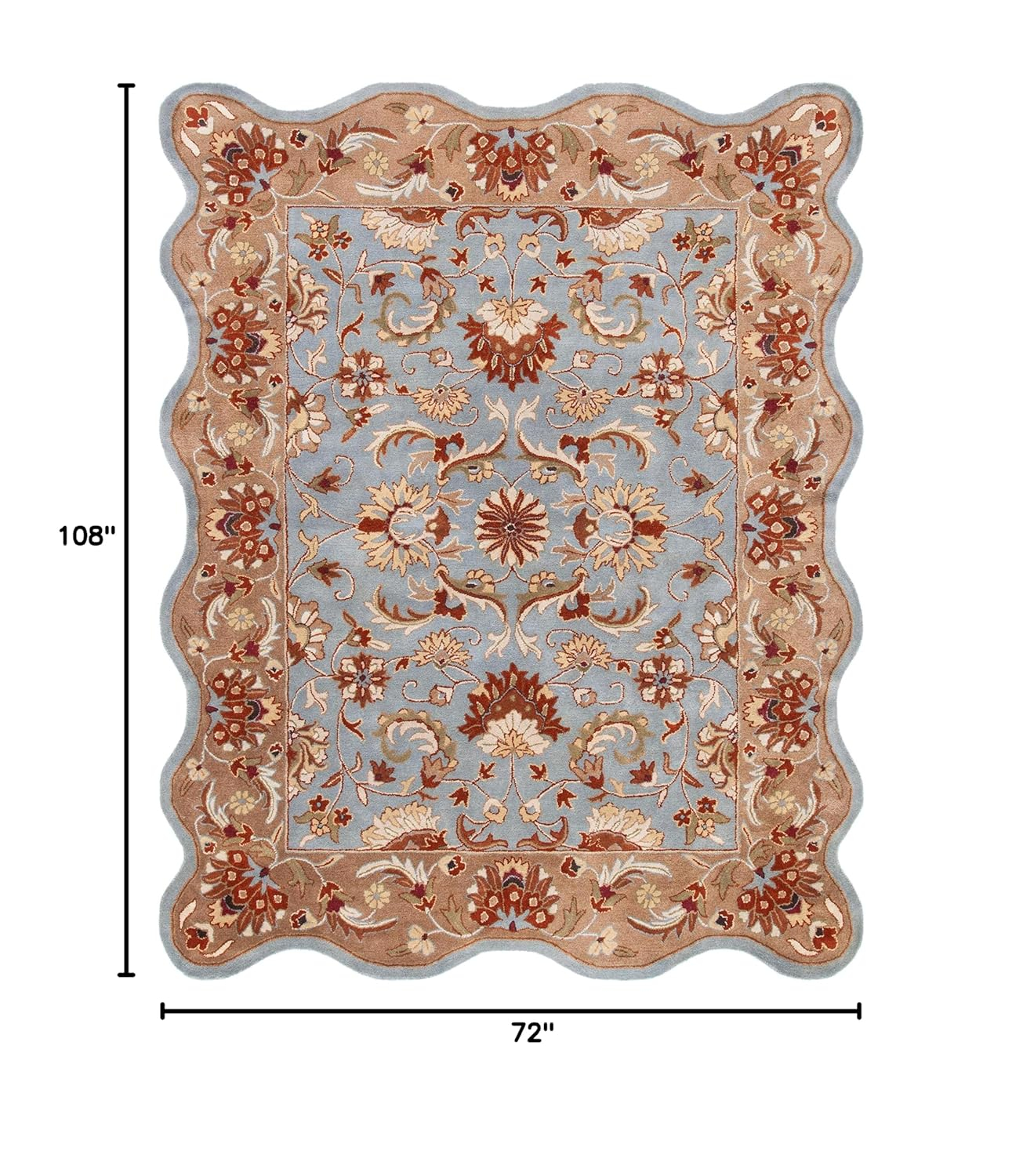 Heritage HG822 Hand Tufted Area Rug - Blue/Beige - 6'x9' Scalloped Edge - Safavieh.