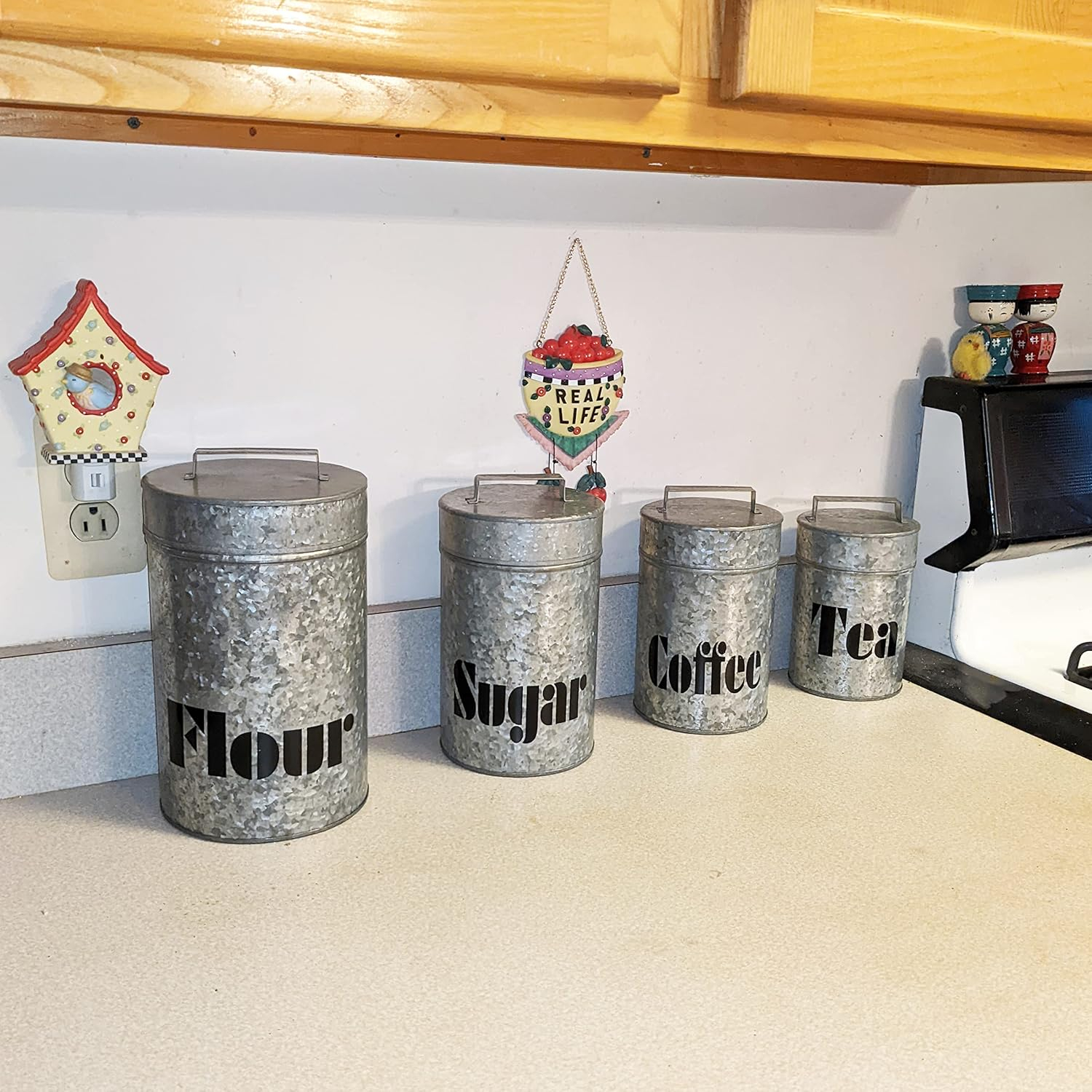 Galvanized Canisters with Lids - Kitchen - Set of 4