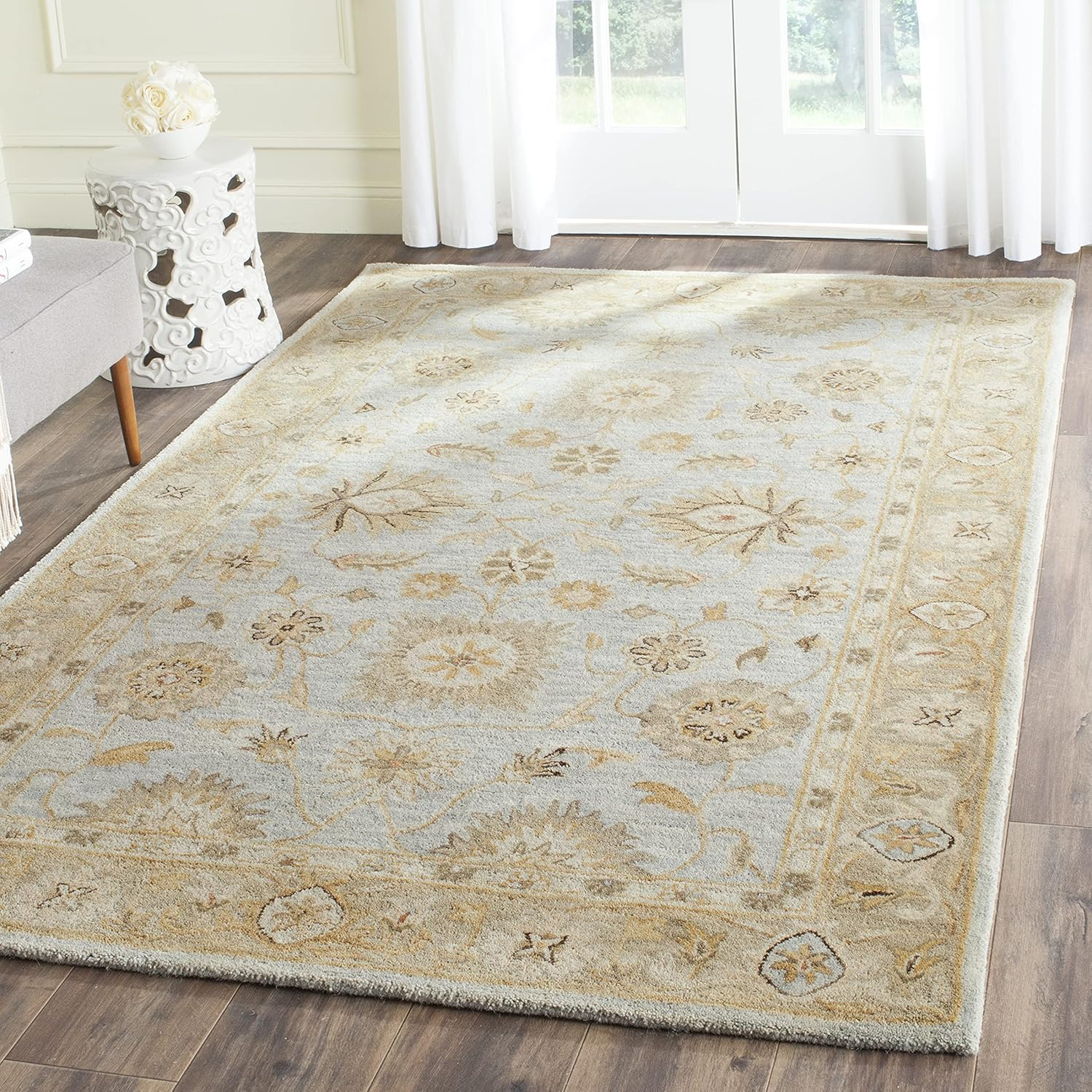 Antiquity AT856 Hand Tufted Area Rug - Light Blue/Sage - 4'x6' - Safavieh.