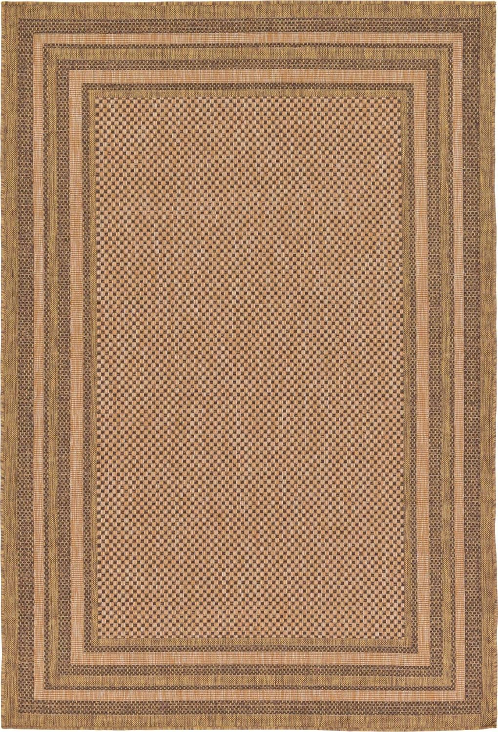 Unique Loom Multi Border Outdoor 5 x 8 (ft) Loomed Polypropylene Gray/Black Rectangular Indoor/Outdoor Geometric Area rug
