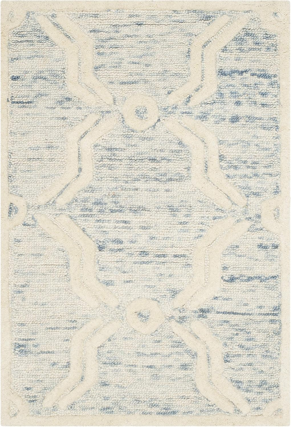 SAFAVIEH Cambridge Leland Faded Geometric Wool Area Rug, Light Blue/Ivory, 2' x 3'