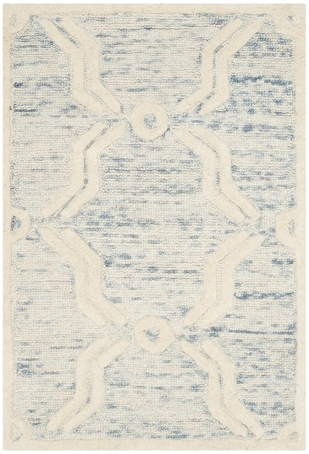 SAFAVIEH Cambridge Leland Faded Geometric Wool Area Rug, Light Blue/Ivory, 2' x 3'