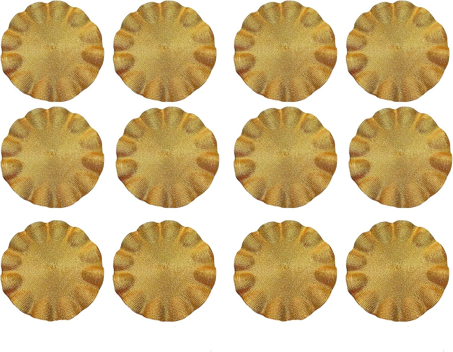 Gold Polyester Round Holiday Party Placemats Set of 12