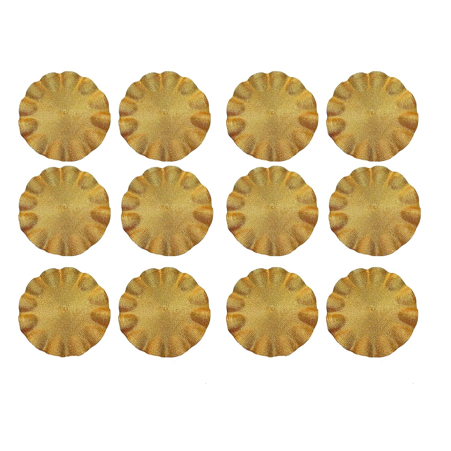 Gold Polyester Round Holiday Party Placemats Set of 12