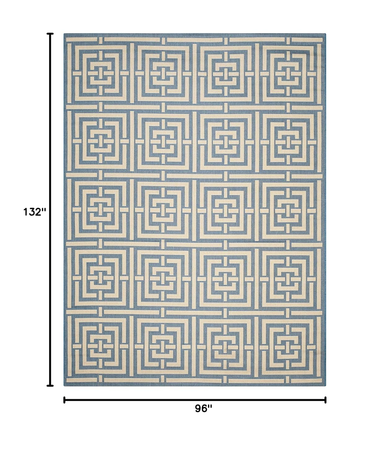 SAFAVIEH Courtyard Ariana Geometric Indoor/Outdoor Area Rug, 8' x 11', Blue/Bone