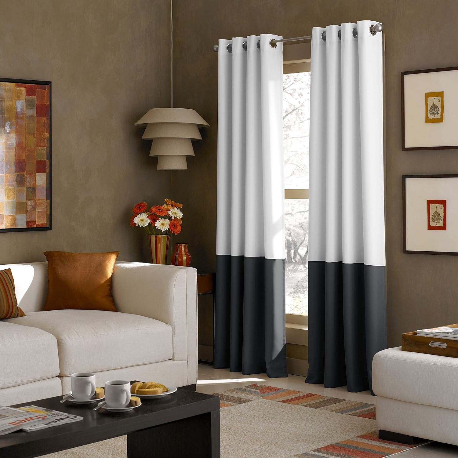 Curtainworks Kendall Indoor Curtain, Polyester Room Darkening Grommet Single Panel , White , 52"x95"