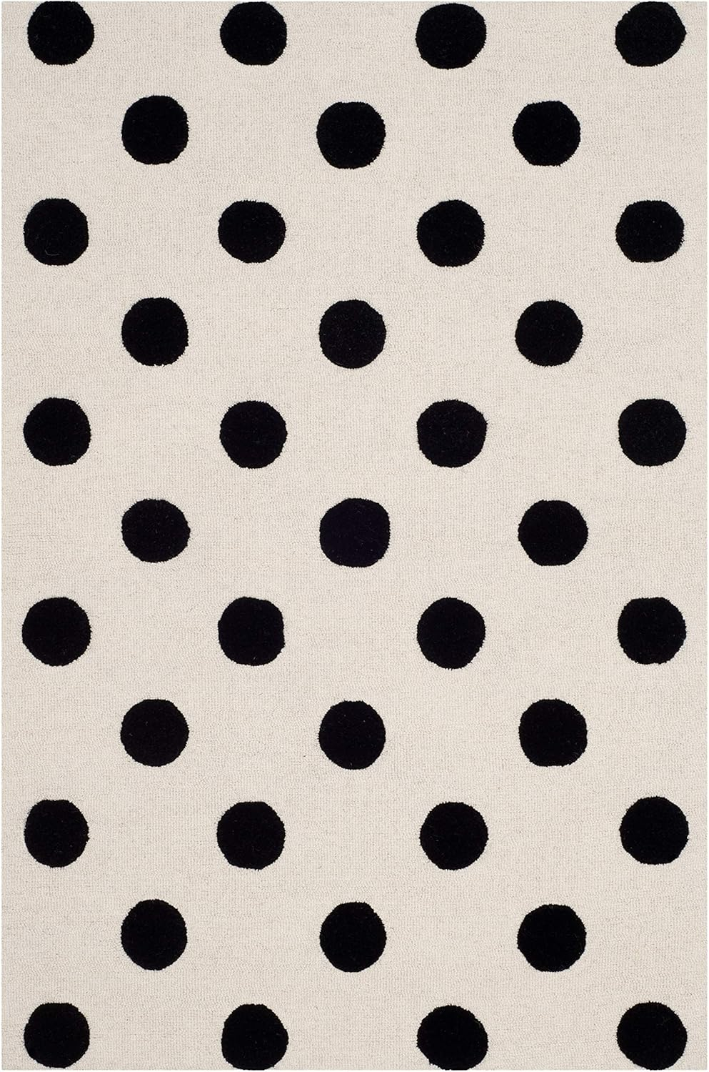 SAFAVIEH Kids Polka Dots Wool Area Rug, Ivory/Black, 3' x 5'