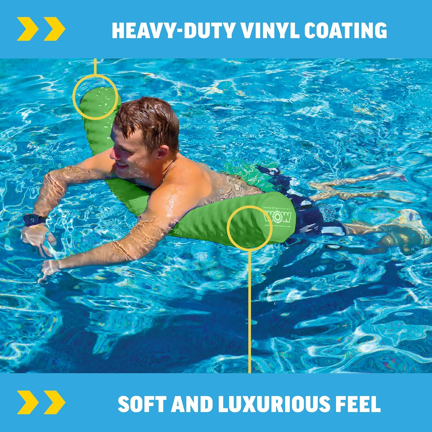 WOW Sports First Class Dipped Soft Foam Pool Noodle, 46 Inches Long - Lime Green