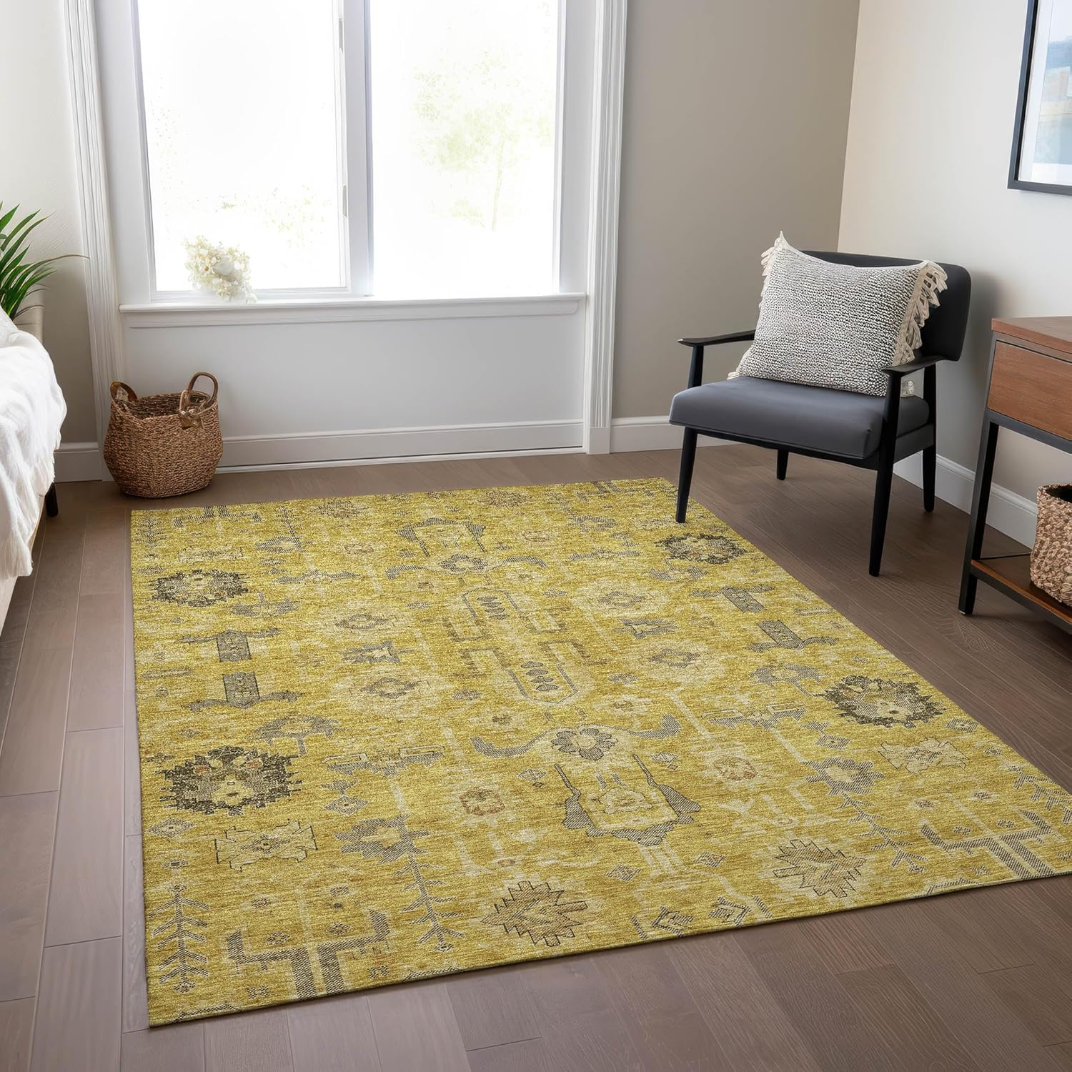 Addison Rugs Chantille ACN697GO 2 x 3 (ft) Polyester Gold Rectangular Indoor/Outdoor Geometric Machine washable Area rug