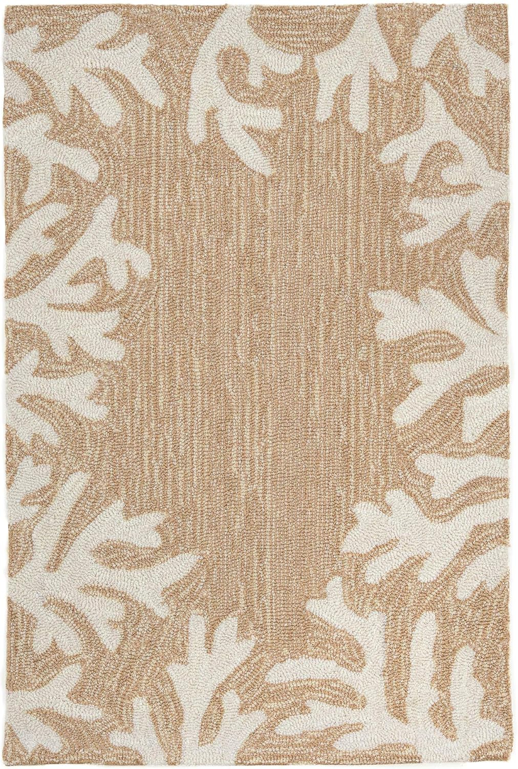 Coral Reef Motif Hand-Tufted Wool Blend Indoor/Outdoor Rug 24"x36"