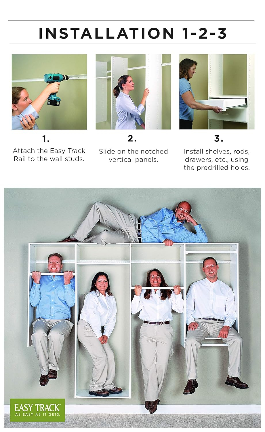 Easy Track Ph42 30-1/2" Wide Corner Closet Organizer System - Truffle