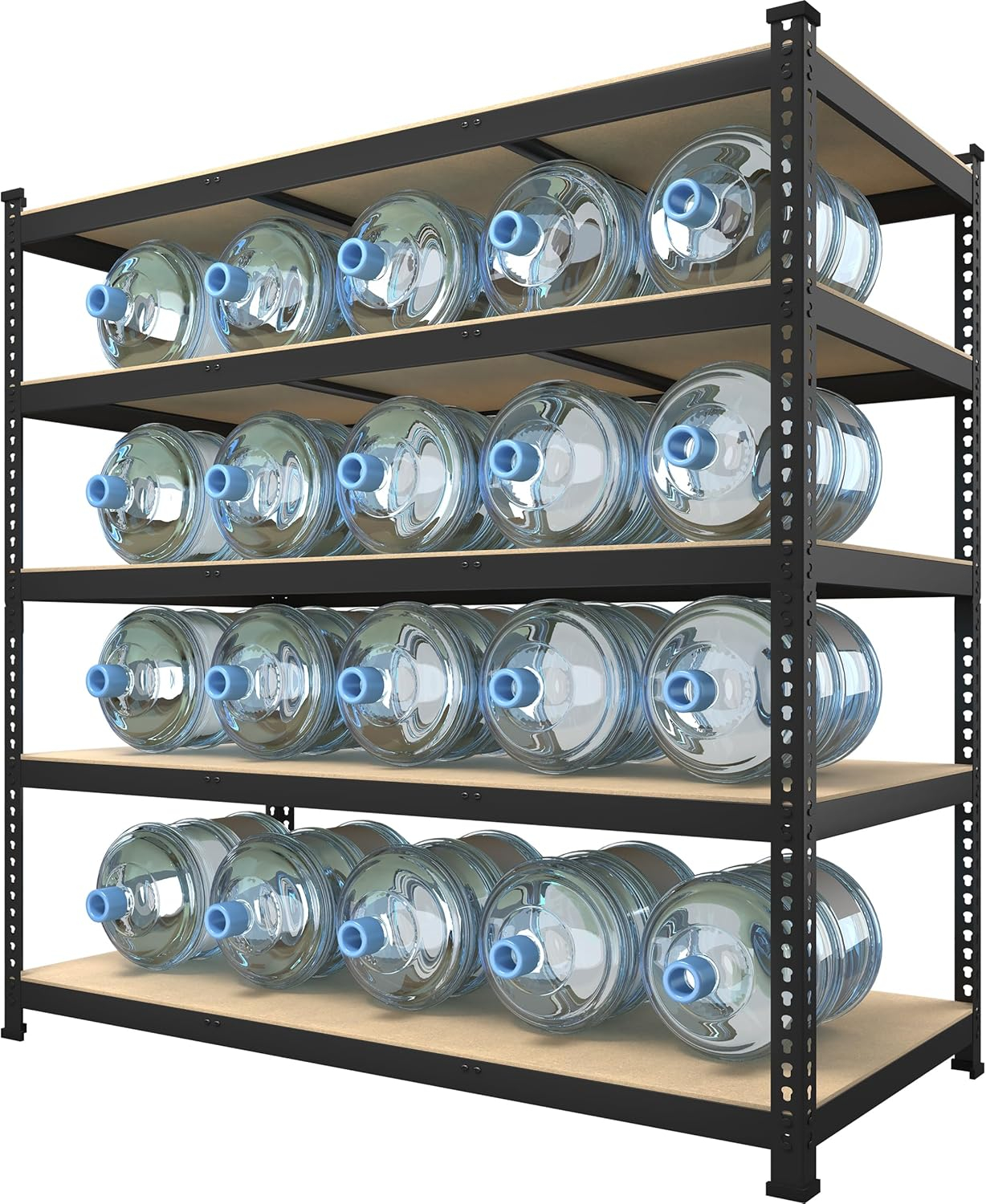 Prilinex Heavy Duty Storage Shelves 48" W x 18" D x 72" H - 5-Tier Adjustable Metal Garage Shelving Unit, Standing Utility Shelf Racks for Pantry Warehouse Kitchen, Black