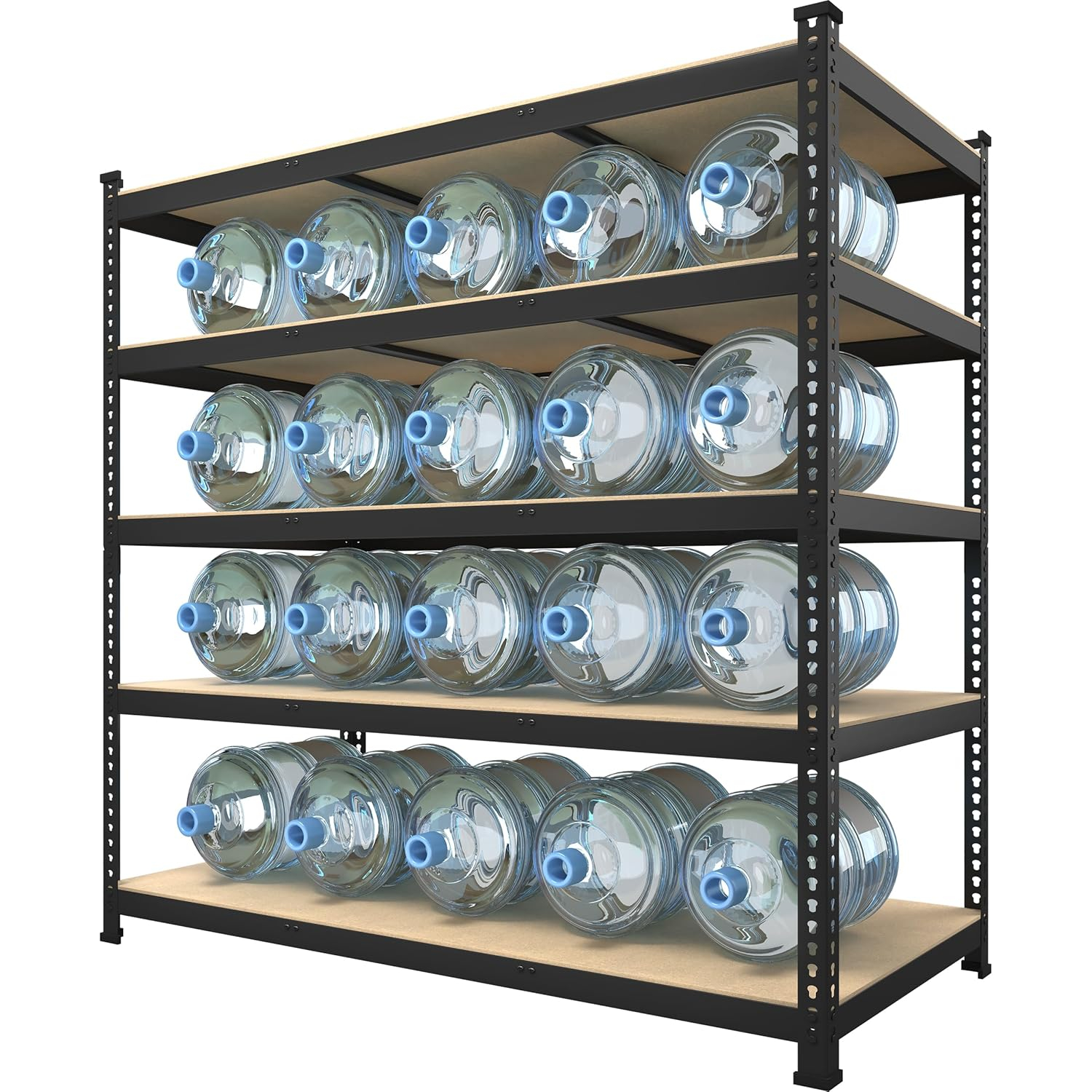 Prilinex Heavy Duty Storage Shelves 48" W x 18" D x 72" H - 5-Tier Adjustable Metal Garage Shelving Unit, Standing Utility Shelf Racks for Pantry Warehouse Kitchen, Black