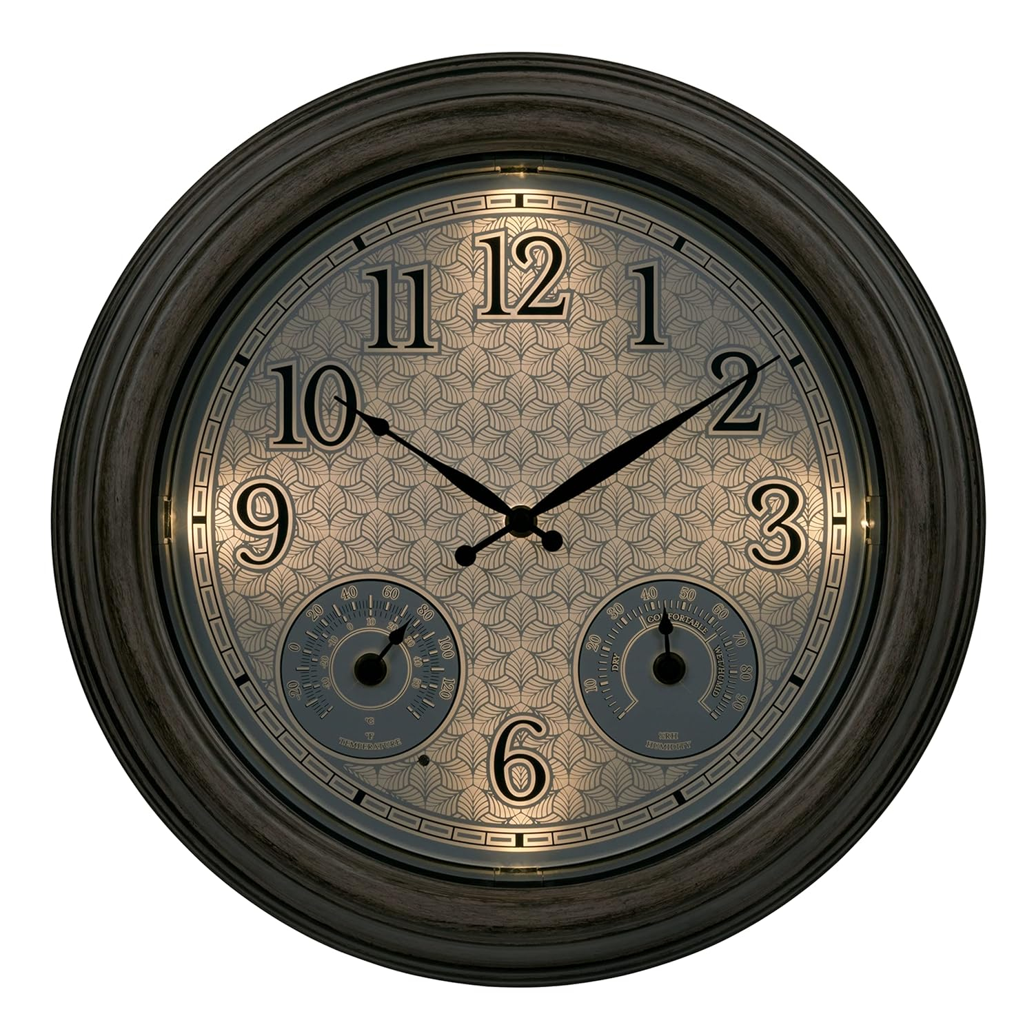 15.5" Brown Plastic Outdoor Analog Clock with Lighted Leaves