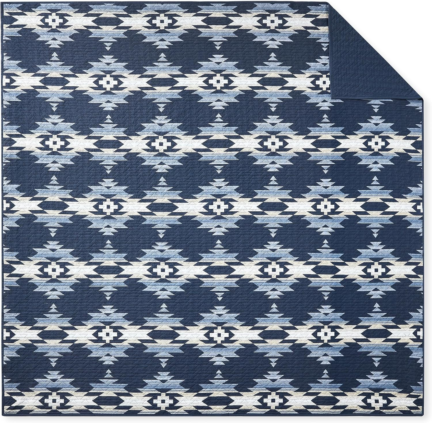 Navy Cotton King Quilt Set with Pillow Shams