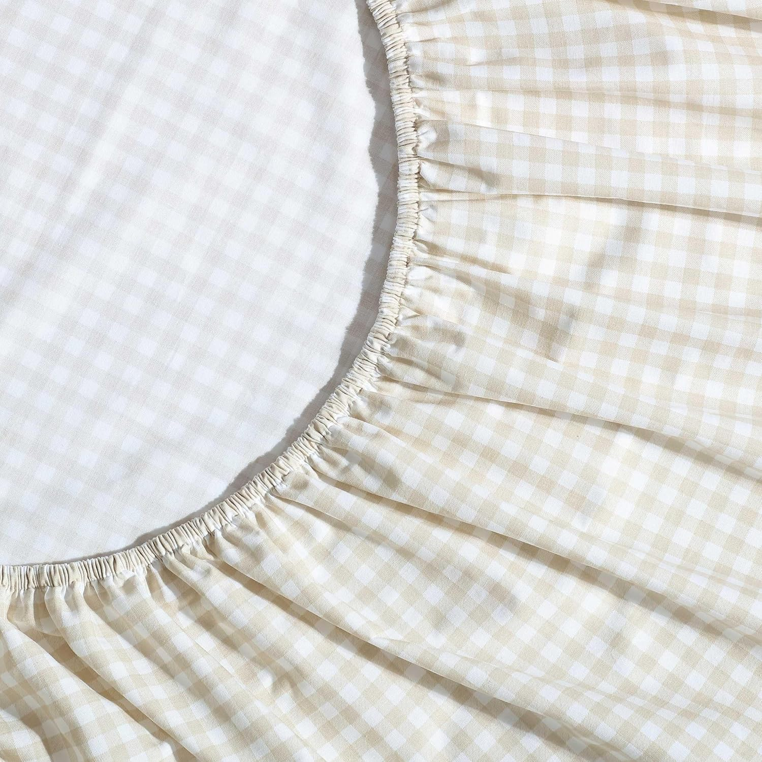 Eddie Bauer - Sheet Set, Cotton Percale Bedding with Matching Pillowcase, Crisp & Breathable, 200-Thread Count, Classic Comfort Essentials (Little Gingham Beige, Twin)