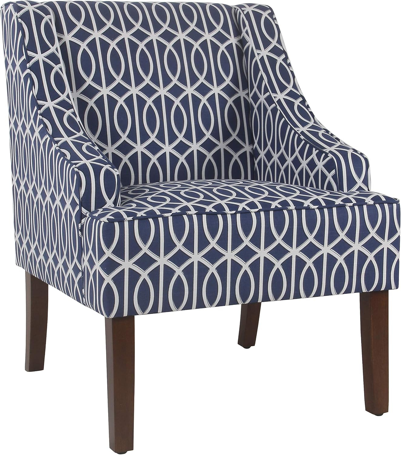 HomePop Classic Swoop Accent ArmChair - Cream and Blue Geometric