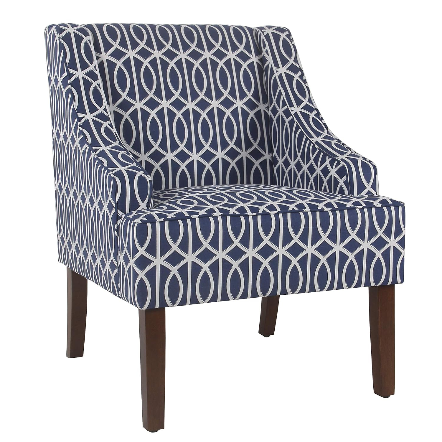 HomePop Classic Swoop Accent ArmChair - Cream and Blue Geometric