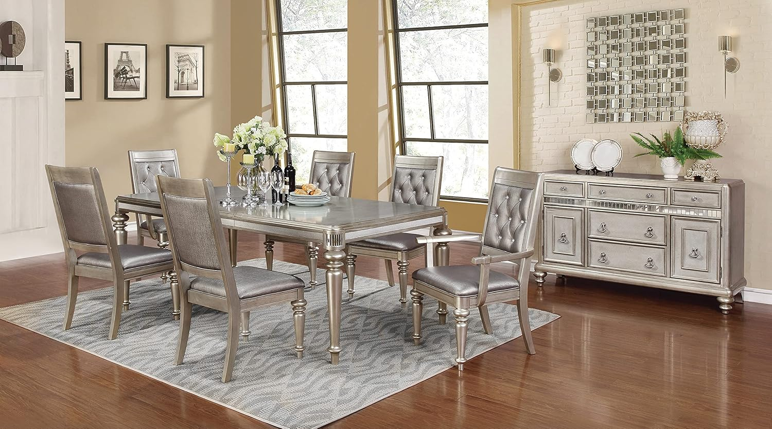 Coaster Danette Tufted Faux Leather Dining Chairs in Gray