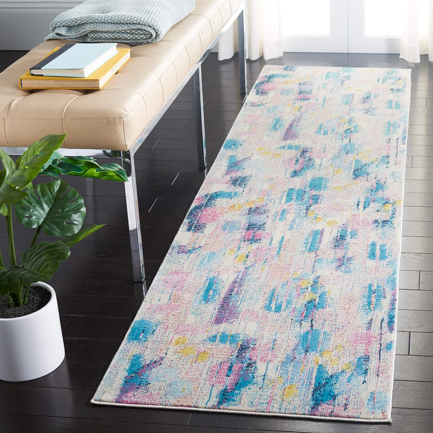 SAFAVIEH Lillian Ibrahim Polka Dot Area Rug, Pink/Turquoise, 6'7" x 9'10"