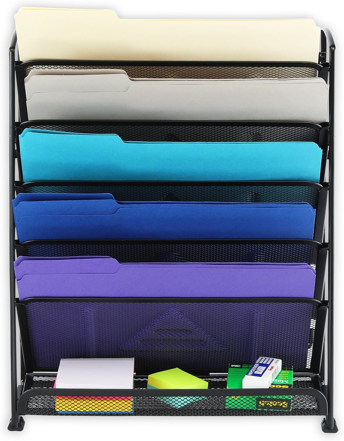 SimpleHouseware 6 Tier Wall Mount Document Letter Tray Organizer, Black