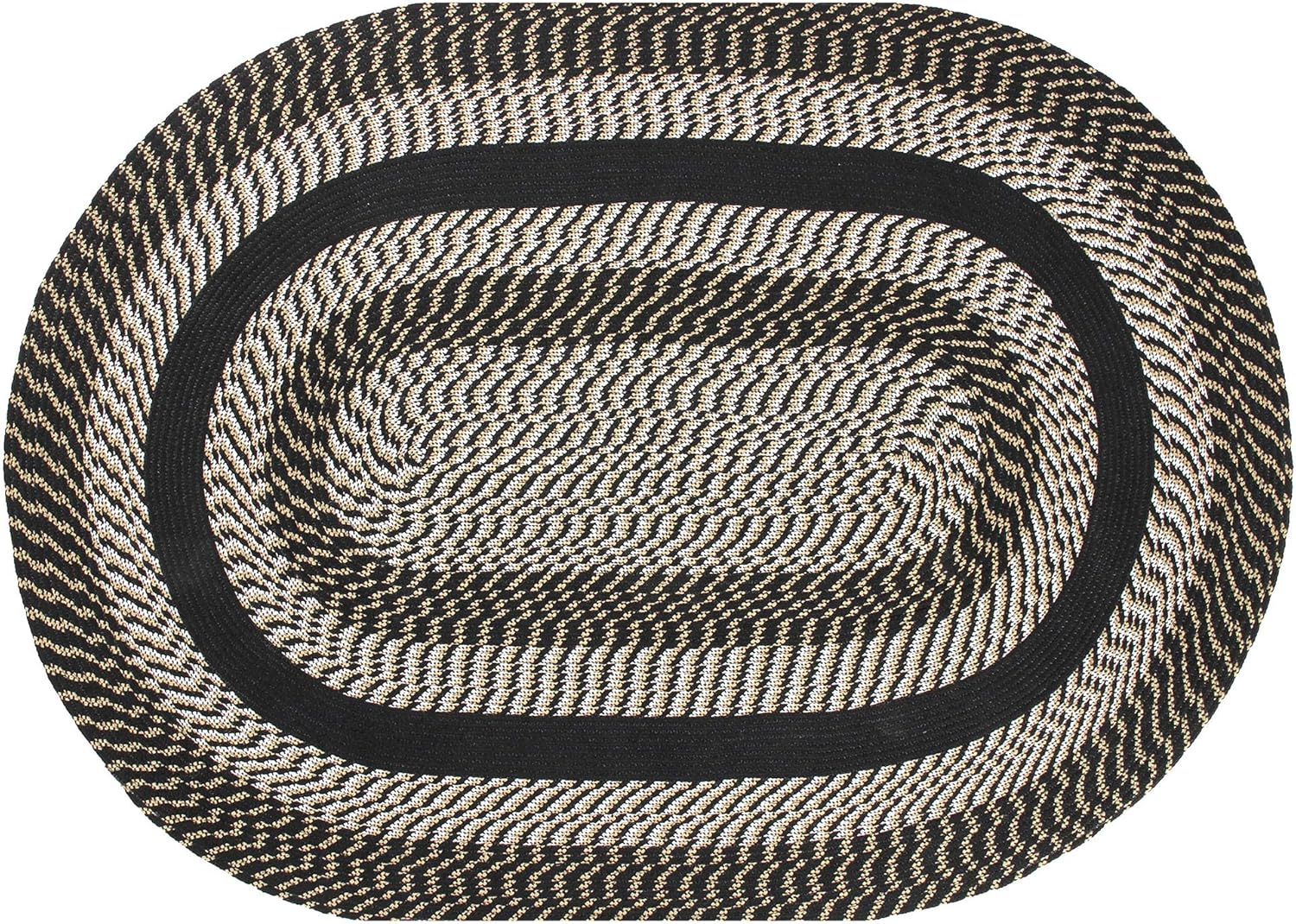 Better Trends Newport Polypropylene 42" x 66" Oval Braided Rug - Black