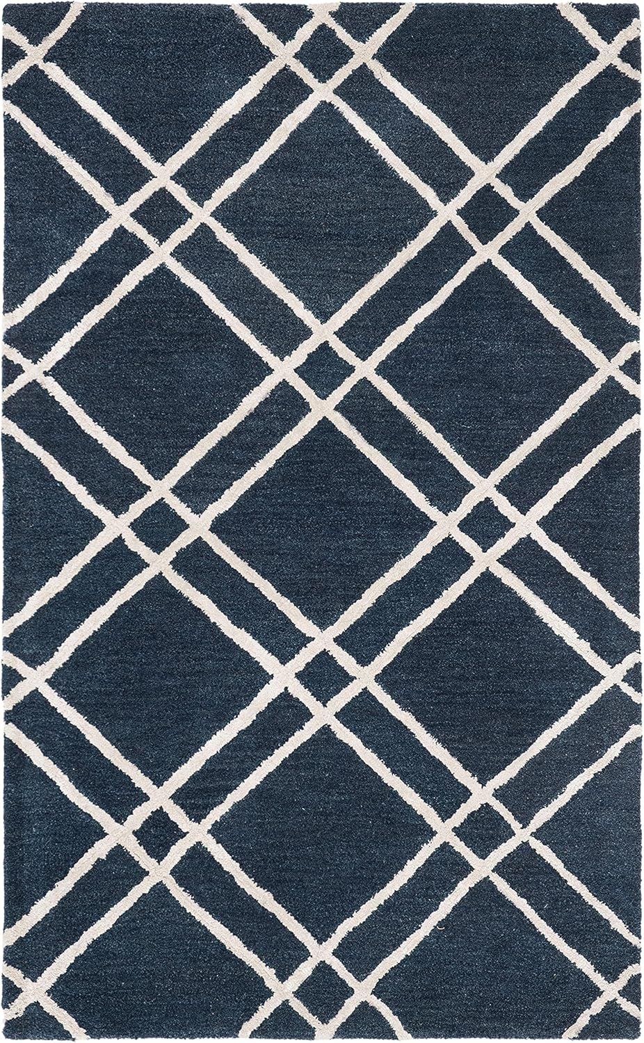 SAFAVIEH Himalaya Maralyn Geometric Wool Area Rug, Navy/Silver, 2' x 3'