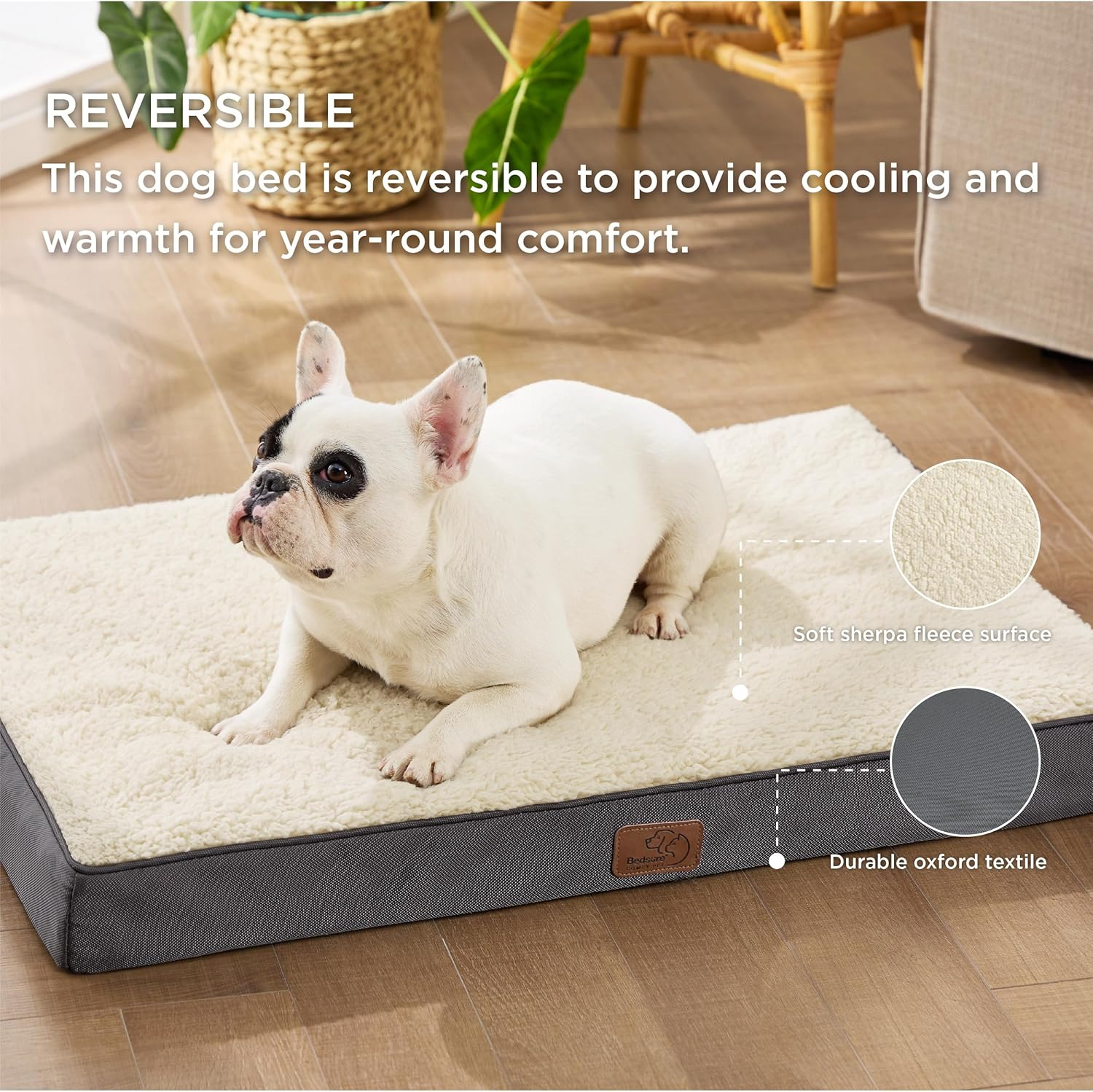 Bedsure Dog Bed Medium Size Dog - Orthopedic Waterproof Puppy Beds with Removable Washable Cover, Egg Crate Foam Pet Mat, Suitable for Pet Up to 35 lbs