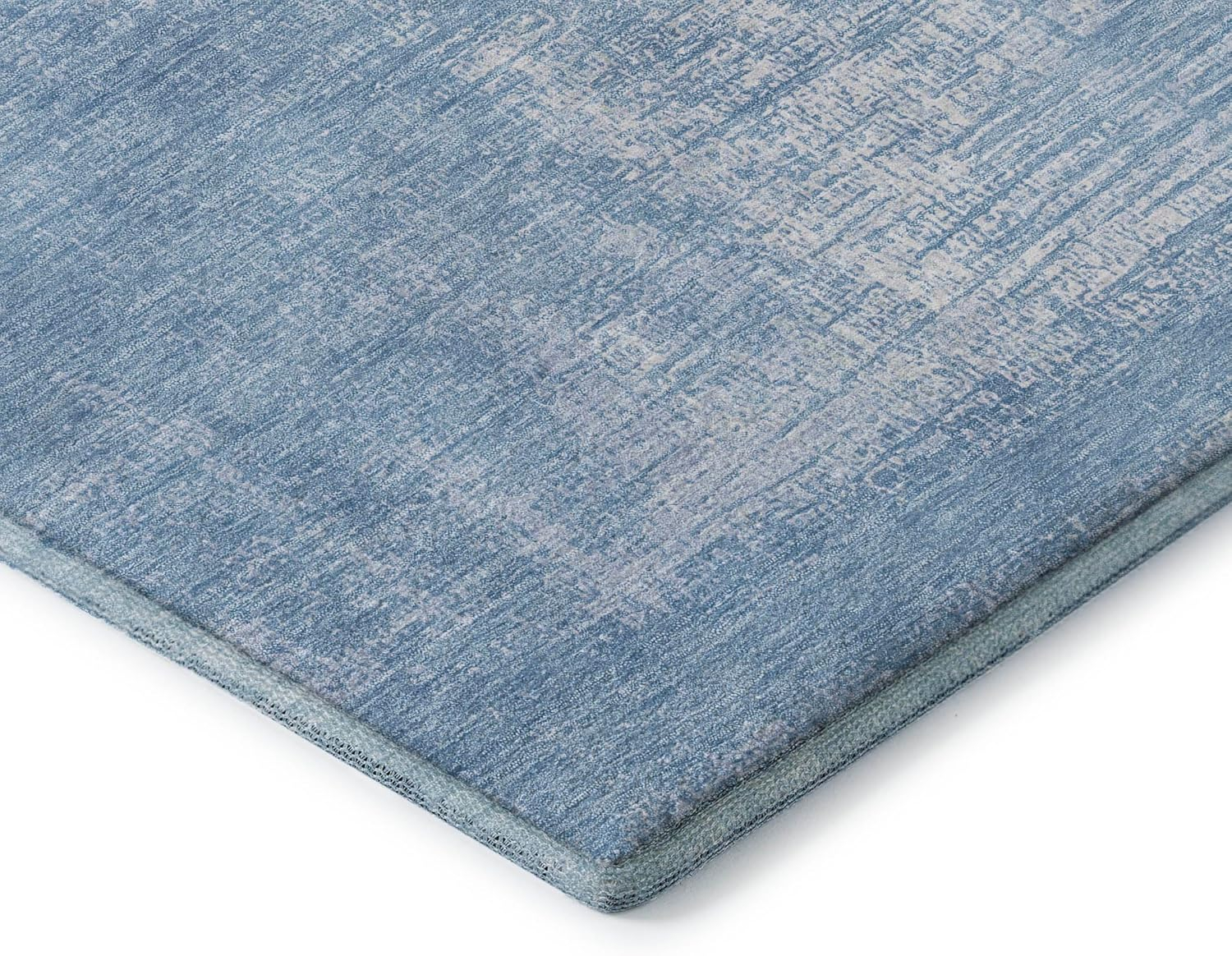 Blue Synthetic Rectangular Washable Rug, 30" x 20"