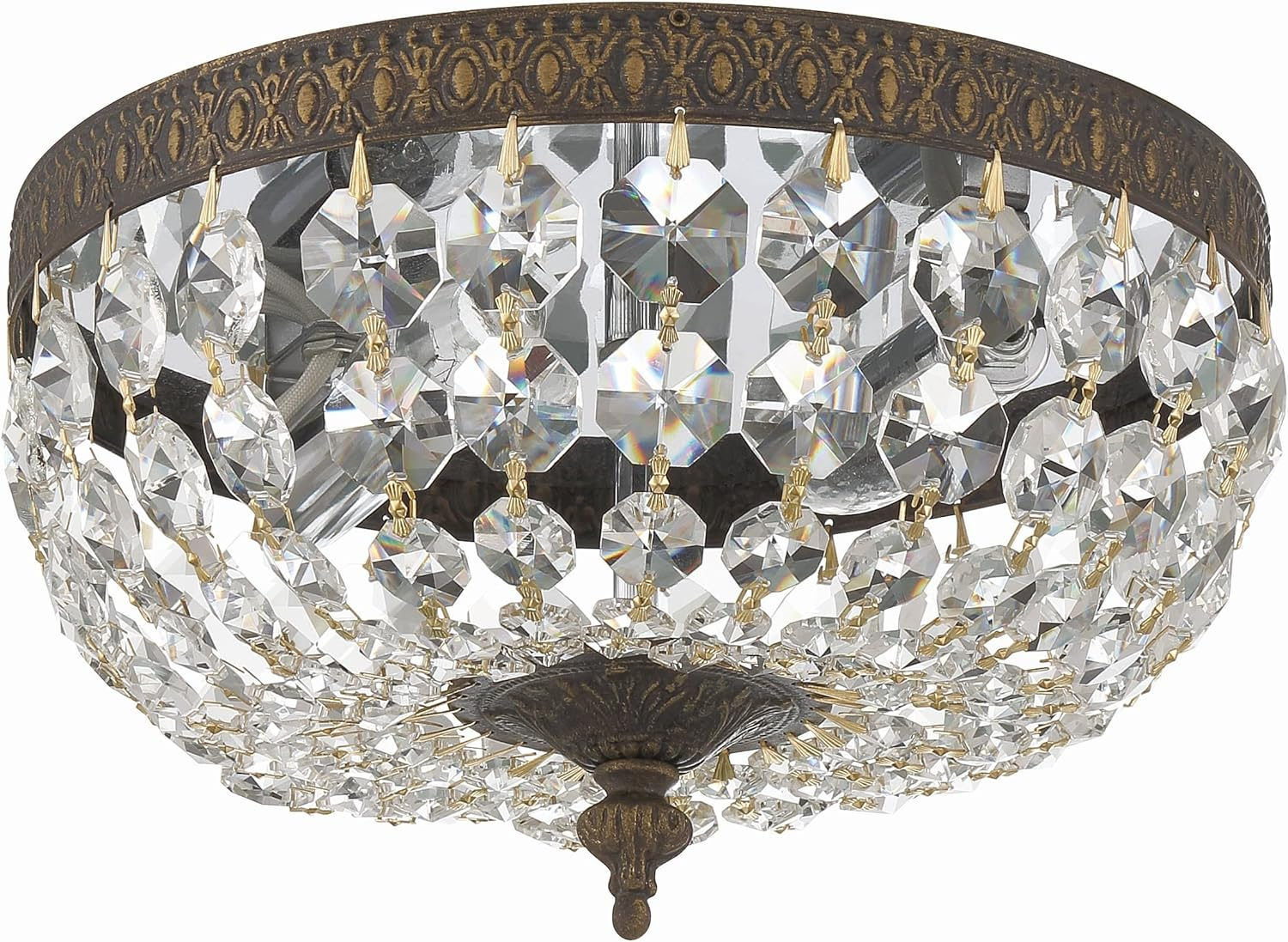Crystorama 2 Light Clear Italian Crystal English Bronze Flush Mount
