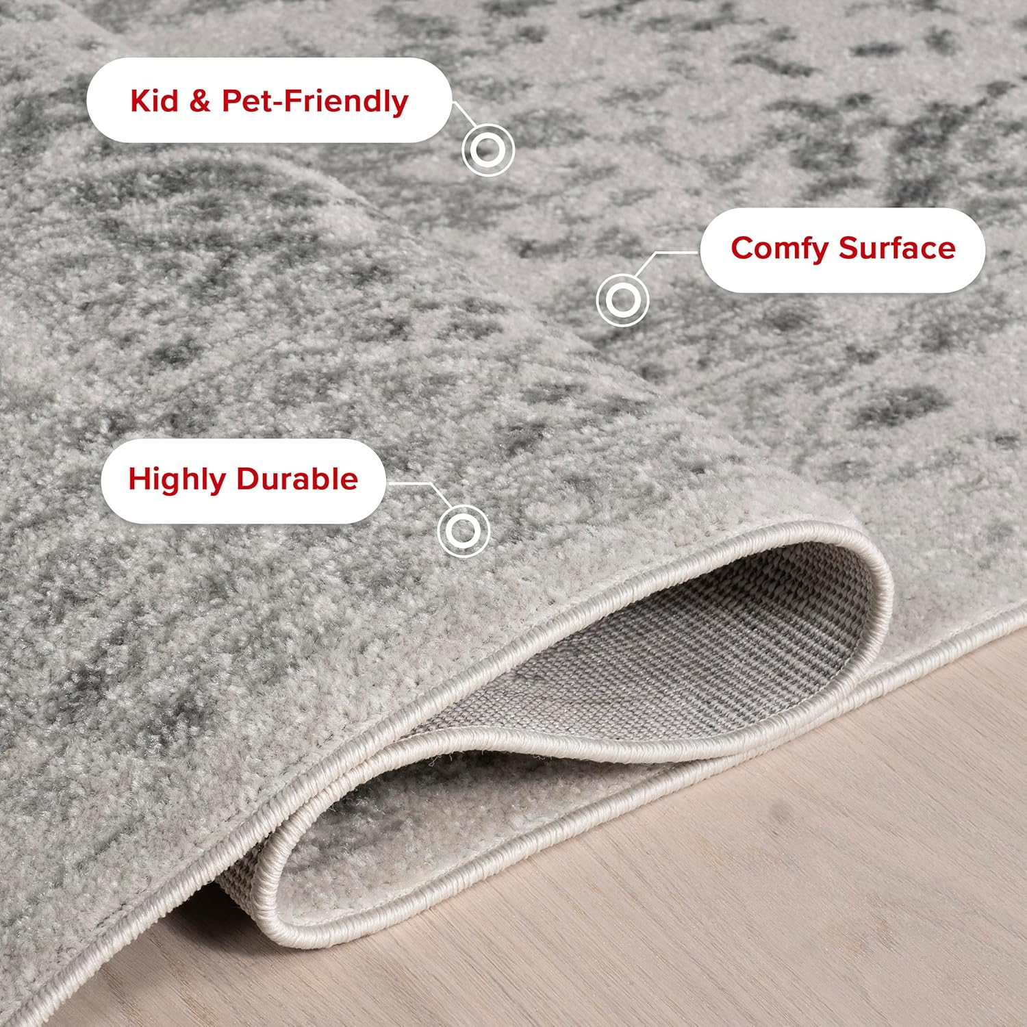 Ivory Floral Synthetic 8' x 10' Area Rug