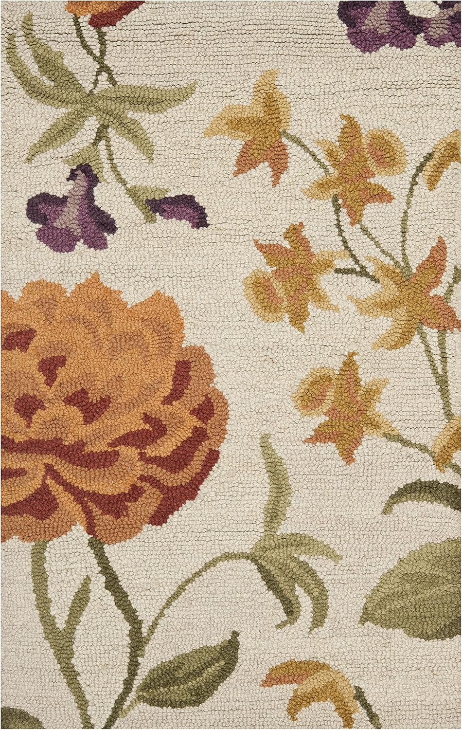 SAFAVIEH Blossom Tracy Floral Wool Area Rug, Ivory/Multi, 2'6" x 4'