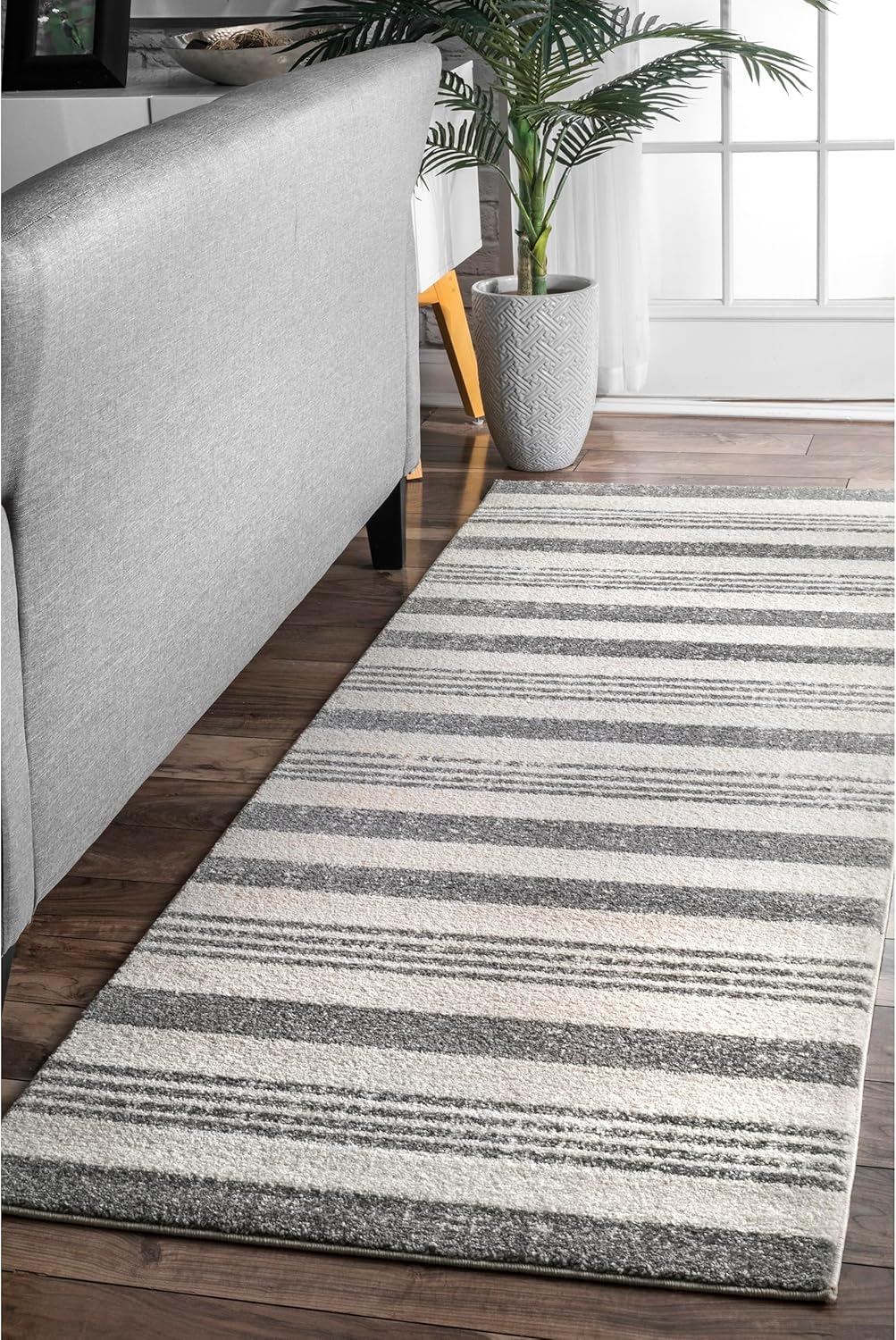 nuLOOM Striped Kelsi Runner Rug, 2' 8" x 8', Gray