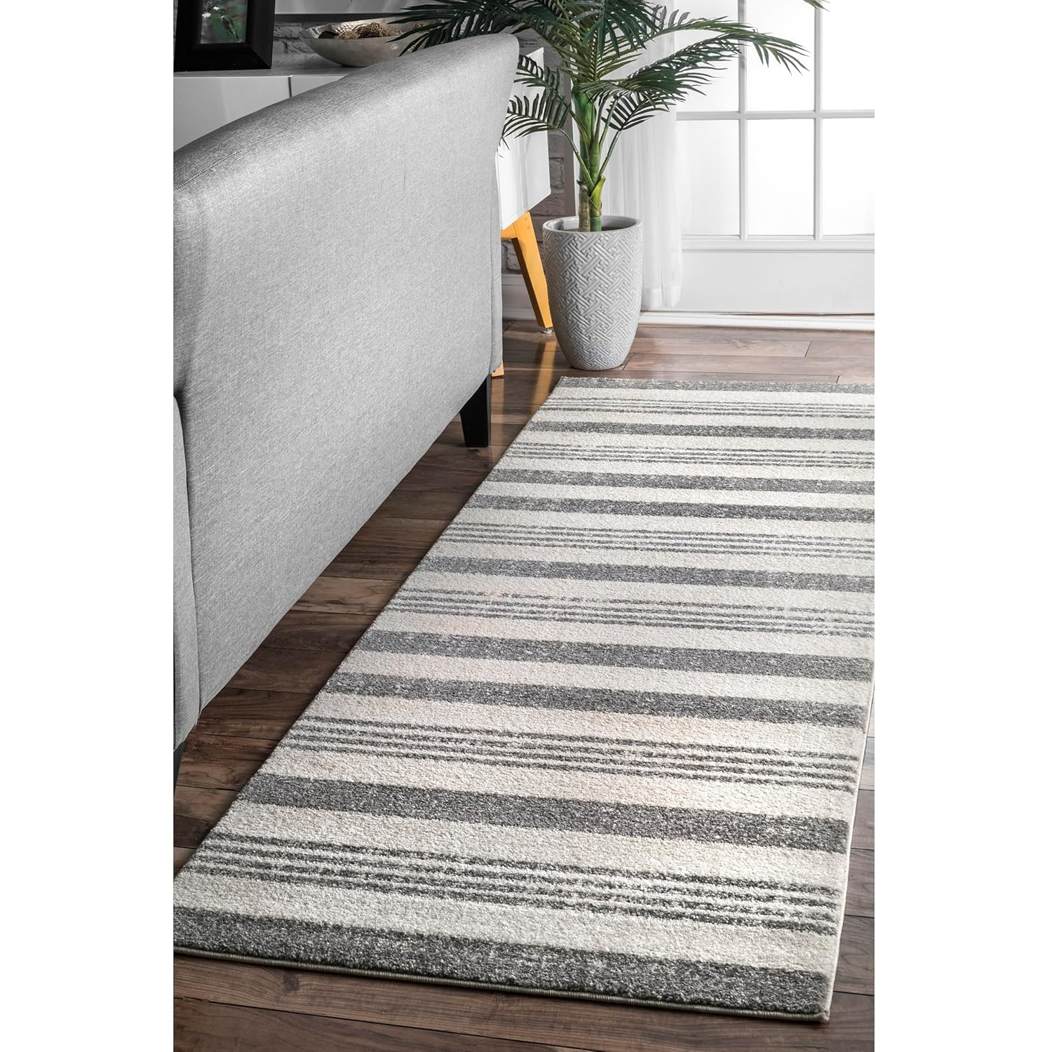 nuLOOM Striped Kelsi Runner Rug, 2' 8" x 8', Gray
