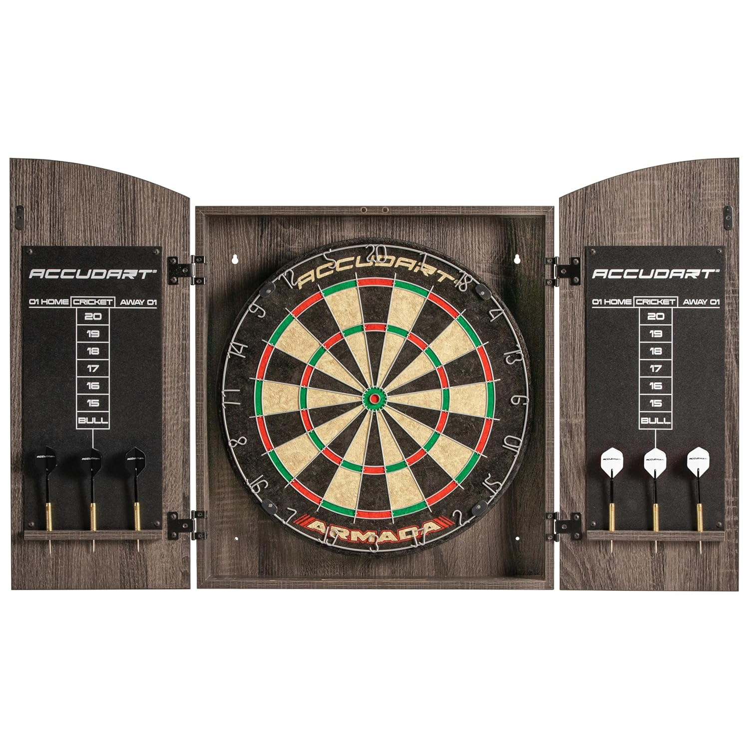 Accudart Armada Bristle Dartboard Cabinet Set with Chalkboards