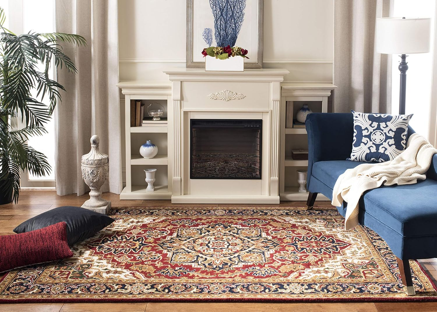 SAFAVIEH Classic Roderick Traditional Wool Area Rug, Red/Navy, 8'3" x 11'