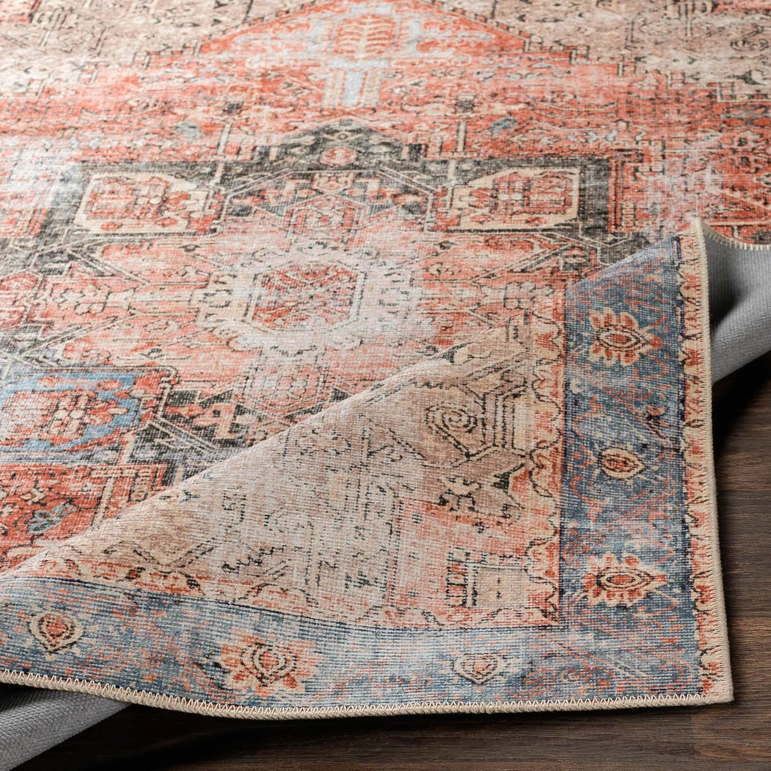 Livabliss Amelie Vintage Washable Area Rug,2'7" x 14',Rust