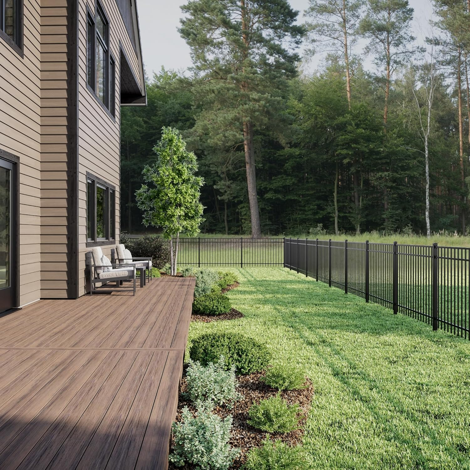 Deckorators 2 in. x 2 in. x 84 in. Aluminum Fence Post Kit, Textured Black