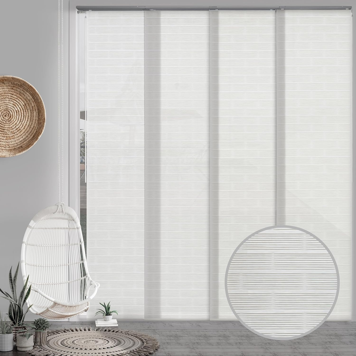 GoDear Design Adjustable Sliding Panel Track Blind 45.8"- 86" W x 96" H, Vertical Blinds, Semi-sheer, Leisure