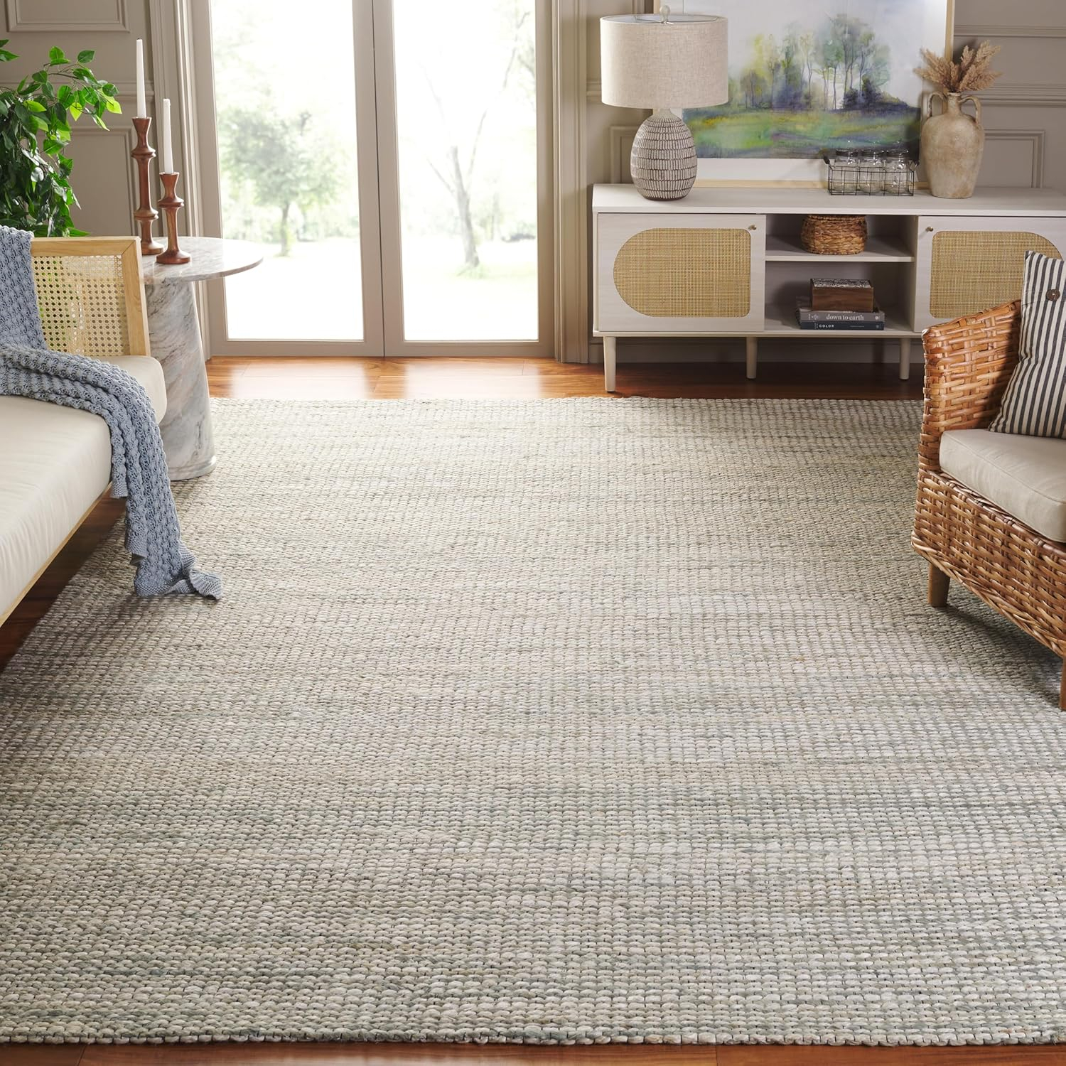 SAFAVIEH Marbella Christina Solid Area Rug, Light Grey, 9' x 12'