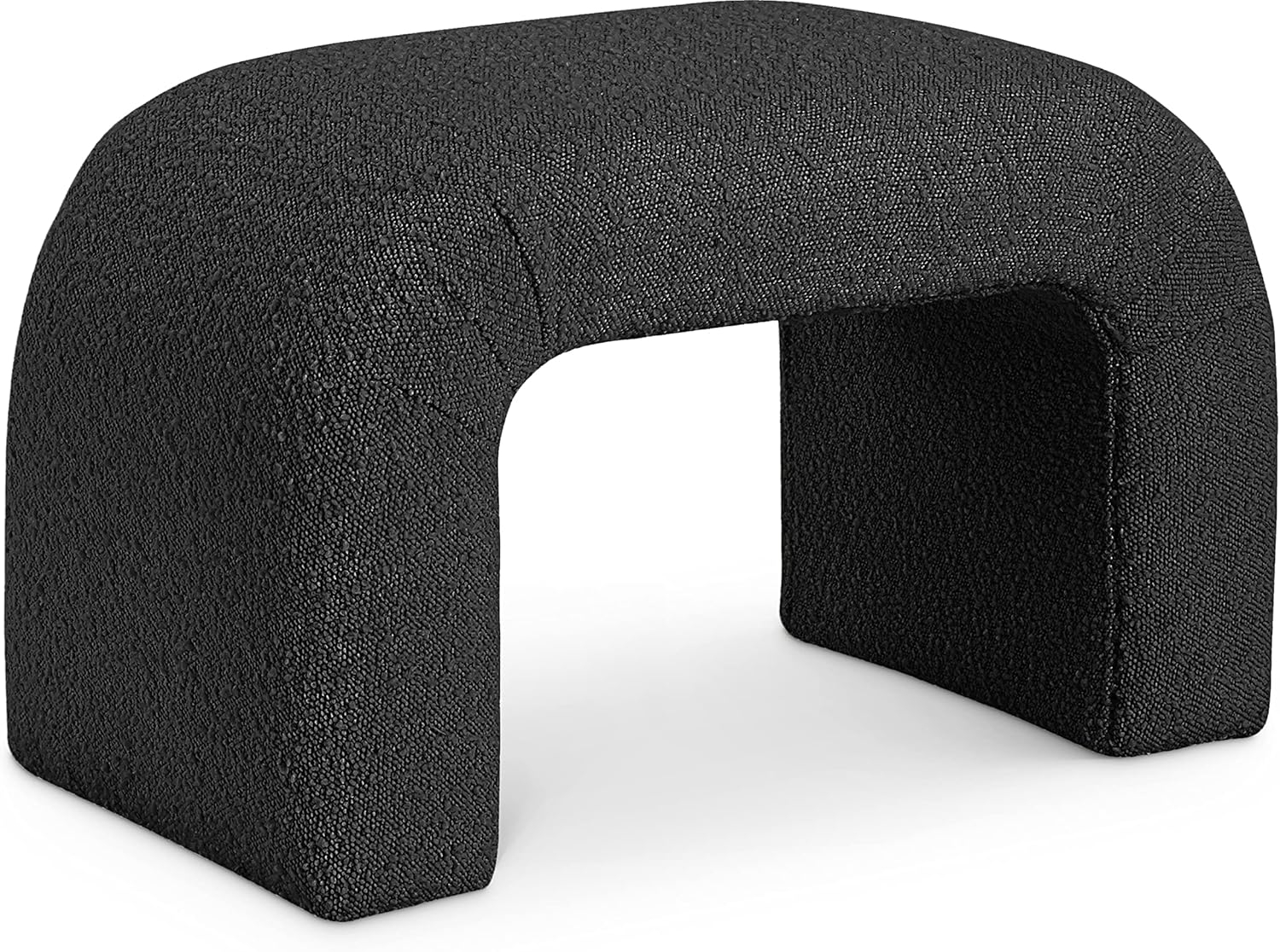 Meridian Furniture Niagara Black Boucle Fabric Bench