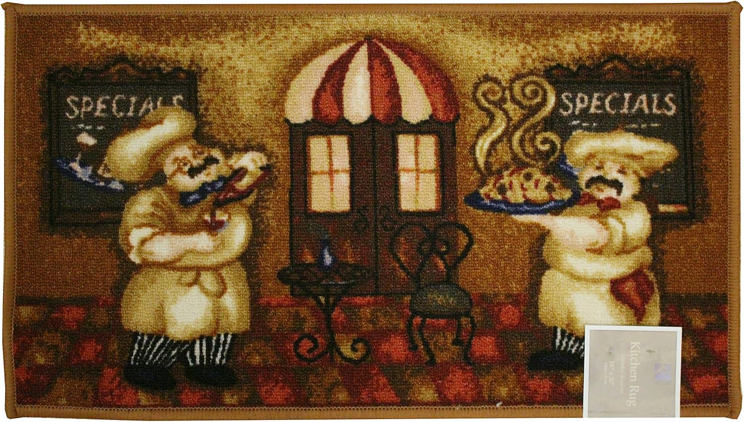 Kashi Home Kitchen Rug, Printed Area Rug, Durable Floor, Door Mat, Farmhouse Non-Slip Carpet Latex Backing Beautiful Design, Chef 20x40 Rectangle